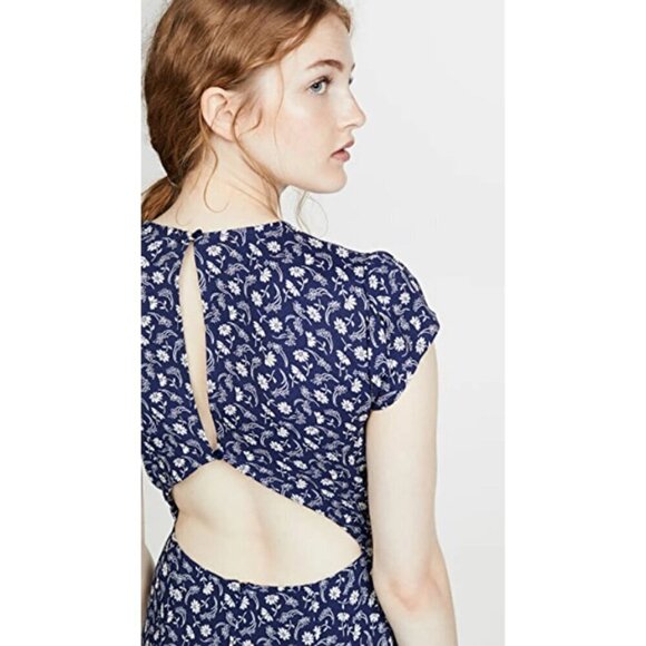 💕REFORMATION💕 Gavin Dress ~ Monterey Navy Blue Floral Print 4 - Picture 9 of 16
